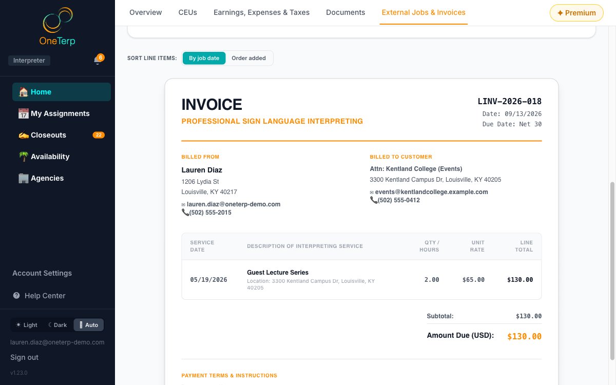 An invoice PDF preview